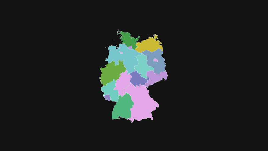 Animation of a map of federal states of Germany with changing colors